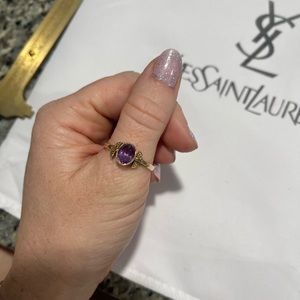 Russian Vintage Purple Gemstone 14k Gold Ring